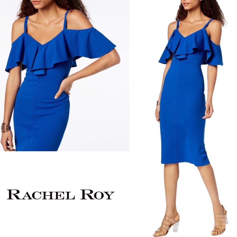 Cold shoulder cocktail dress. Body con style dress